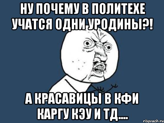 ну почему в политехе учатся одни уродины?! а красавицы в кфи каргу кэу и тд...., Мем Ну почему