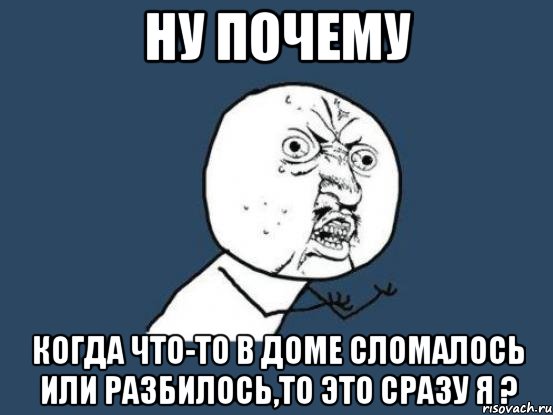 ну почему когда что-то в доме сломалось или разбилось,то это сразу я ?, Мем Ну почему