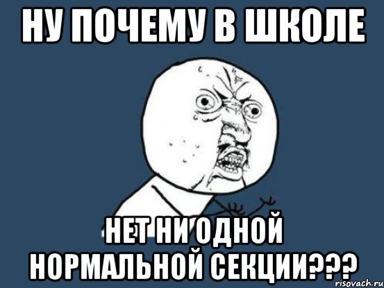 ну почему в школе нет ни одной нормальной секции???, Мем Ну почему