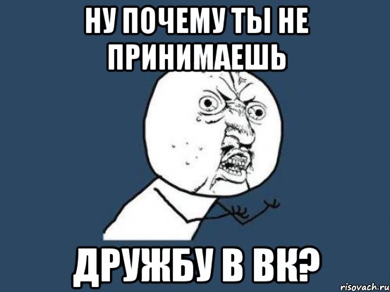 ну почему ты не принимаешь дружбу в вк?, Мем Ну почему