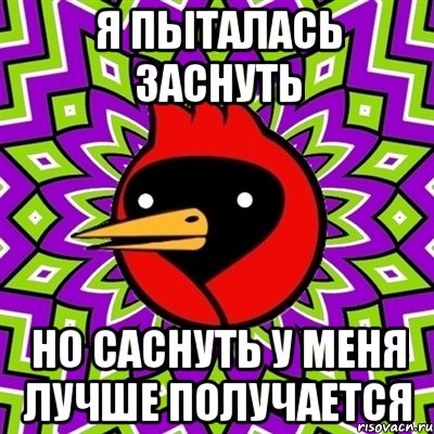 я пыталась заснуть но саснуть у меня лучше получается, Мем Омская птица