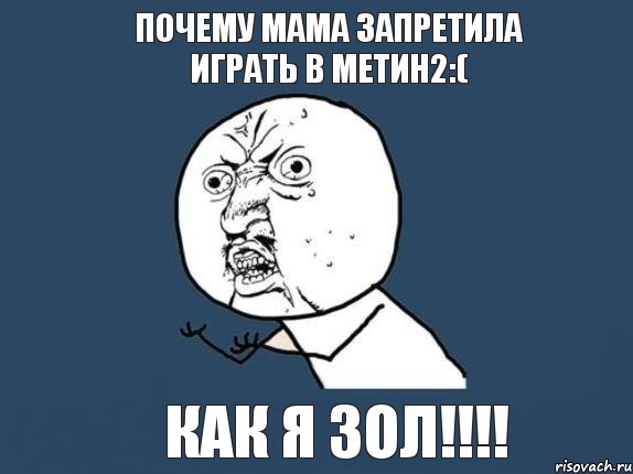 Почему Мама запретила играть в метин2:( Как я зол!!!