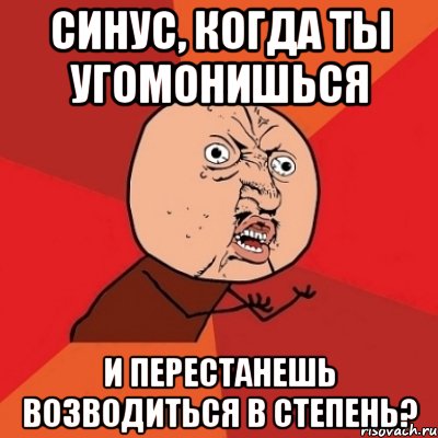 синус, когда ты угомонишься и перестанешь возводиться в степень?, Мем Почему