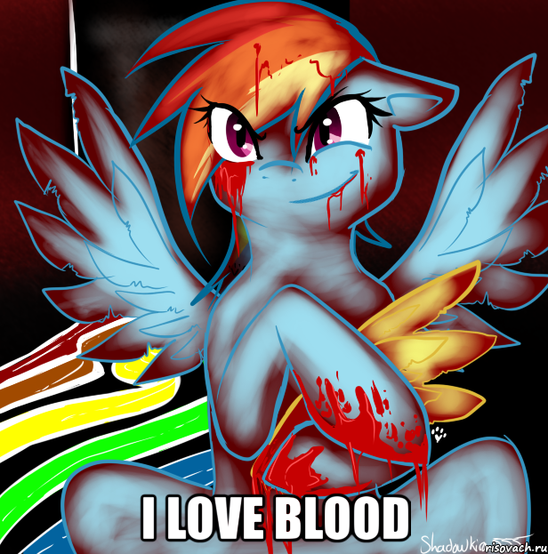  i love blood, Мем RAINBOW FACTORY DASH