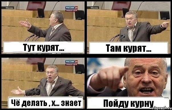 Тут курят... Там курят... Чё делать , х... знает Пойду курну, Комикс с Жириновским