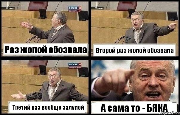 Раз жопой обозвала Второй раз жопой обозвала Третий раз вообще залупой А сама то - БЯКА, Комикс с Жириновским