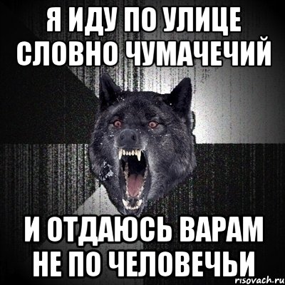 я иду по улице словно чумачечий и отдаюсь варам не по человечьи, Мем Сумасшедший волк