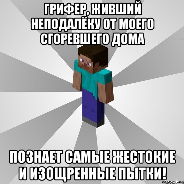 грифер, живший неподалёку от моего сгоревшего дома познает самые жестокие и изощренные пытки!, Мем Типичный игрок Minecraft