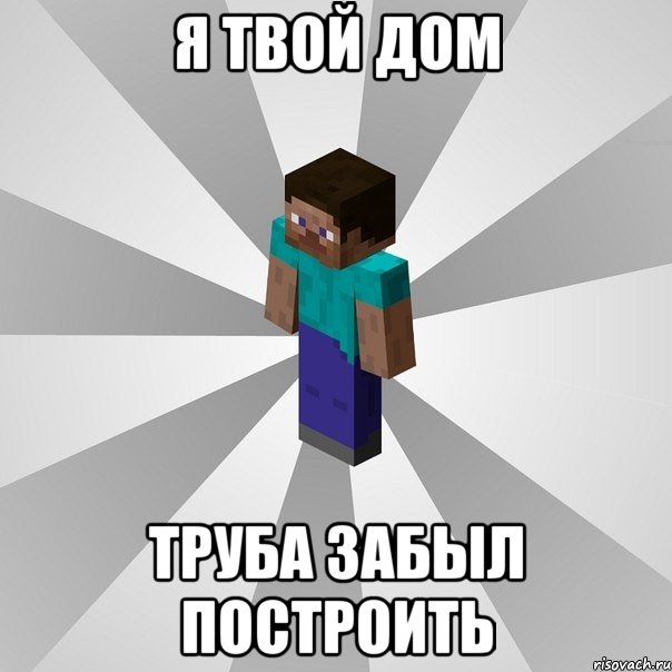 я твой дом труба забыл построить, Мем Типичный игрок Minecraft