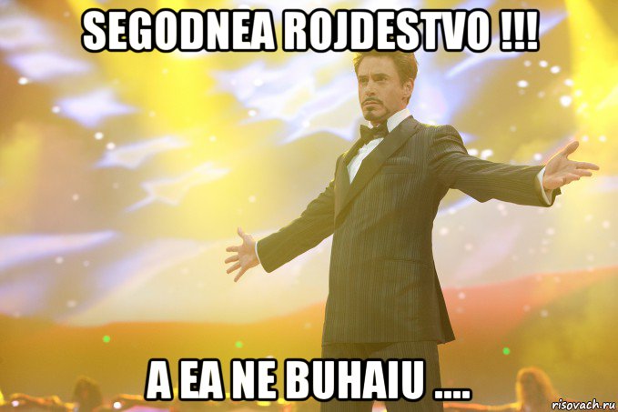 segodnea rojdestvo !!! a ea ne buhaiu ...., Мем Тони Старк (Роберт Дауни младший)