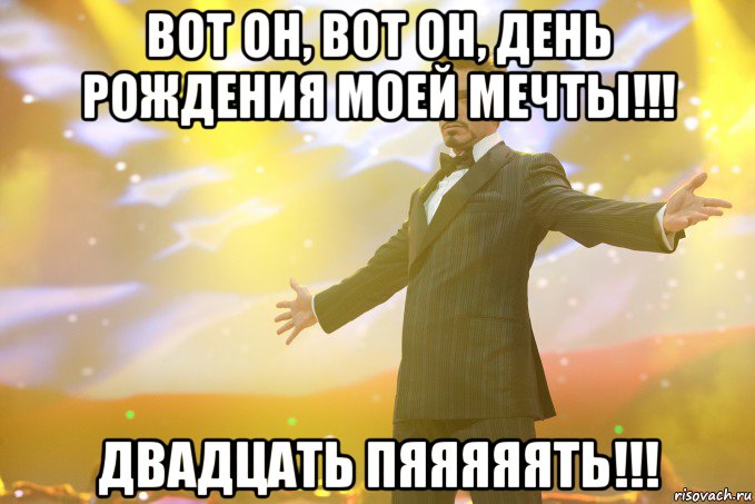 вот он, вот он, день рождения моей мечты!!! двадцать пяяяяять!!!, Мем Тони Старк (Роберт Дауни младший)