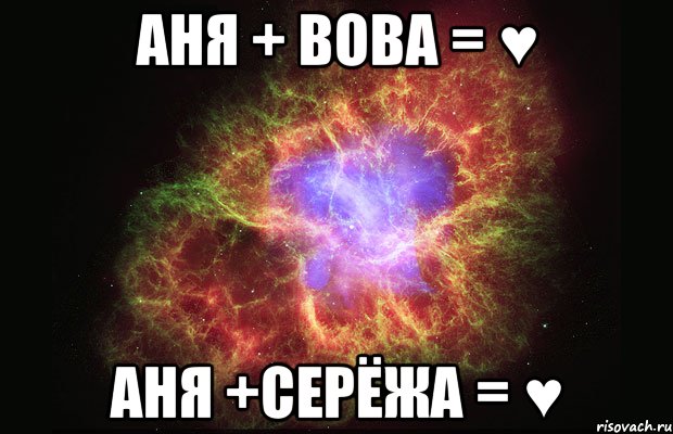 аня + вова = ♥ аня +серёжа = ♥