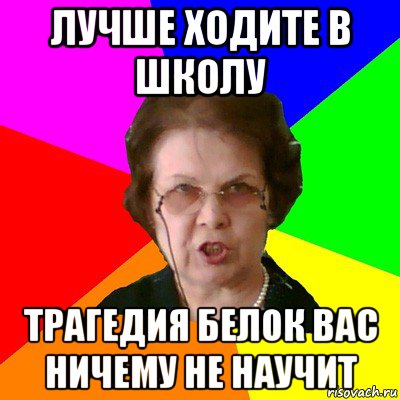 лучше ходите в школу трагедия белок вас ничему не научит, Мем Типичная училка