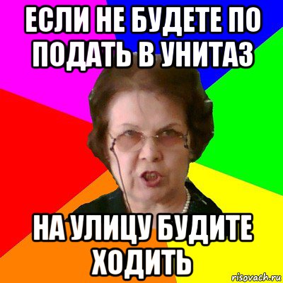 если не будете по подать в унитаз на улицу будите ходить, Мем Типичная училка