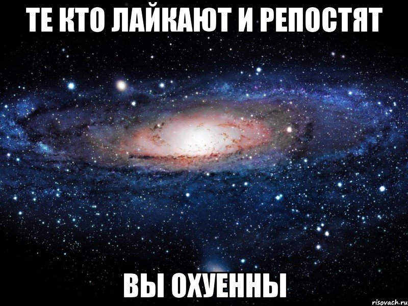 те кто лайкают и репостят вы охуенны