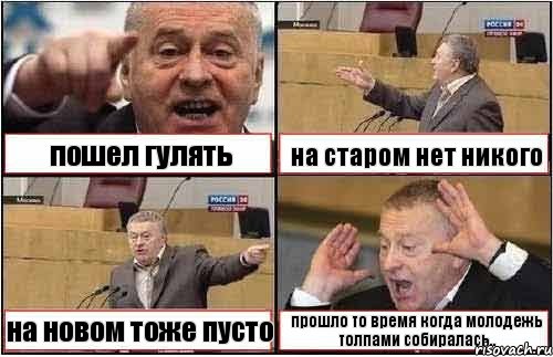 пошел гулять на старом нет никого на новом тоже пусто прошло то время когда молодежь толпами собиралась.., Комикс жиреновский