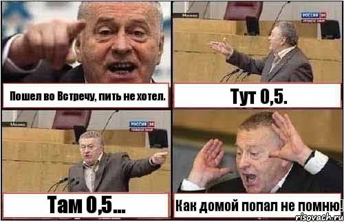 Пошел во Встречу, пить не хотел. Тут 0,5. Там 0,5... Как домой попал не помню!, Комикс жиреновский