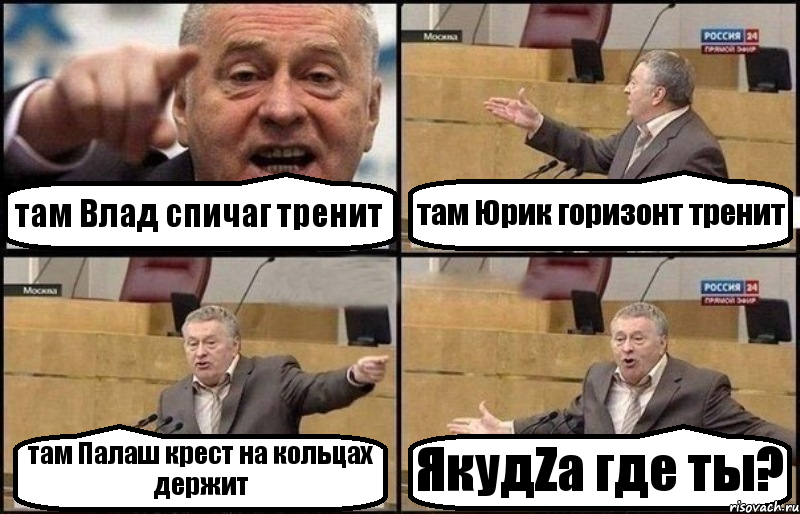 там Влад спичаг тренит там Юрик горизонт тренит там Палаш крест на кольцах держит ЯкудZа где ты?, Комикс Жириновский