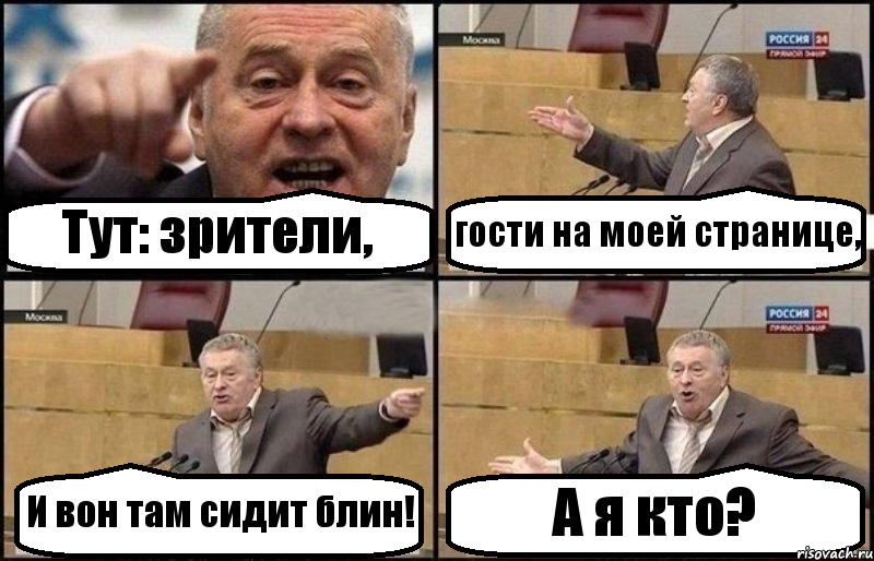 Тут: зрители, гости на моей странице, И вон там сидит блин! А я кто?, Комикс Жириновский