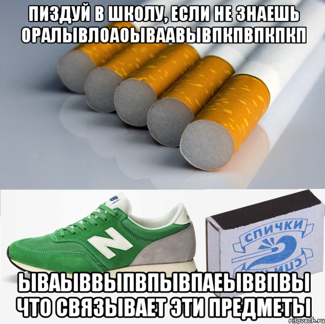 пиздуй в школу, если не знаешь оралывлоаоываавывпкпвпкпкп ываыввыпвпывпаеыввпвы что связывает эти предметы, Мем 1