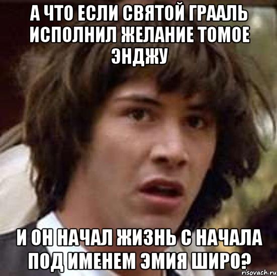 а что если святой грааль исполнил желание томое энджу и он начал жизнь с начала под именем эмия широ?, Мем А что если (Киану Ривз)