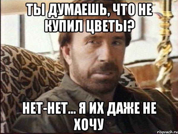 ты думаешь, что не купил цветы? нет-нет... я их даже не хочу, Мем чак норрис