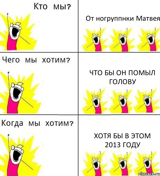 От ногруппнки Матвея Что бы он помыл голову Хотя бы в этом 2013 году, Комикс Что мы хотим