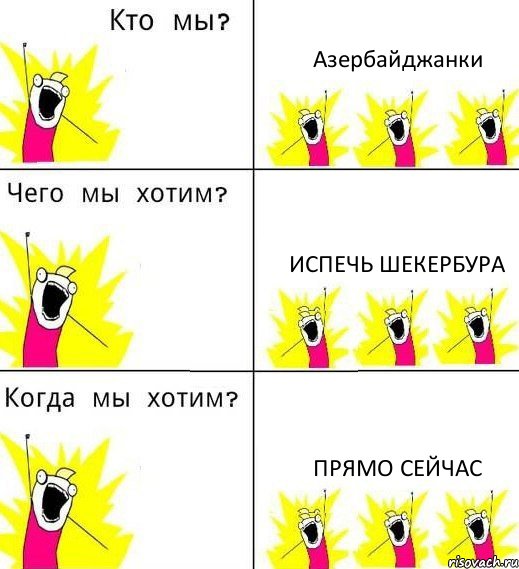 Азербайджанки Испечь Шекербура Прямо сейчас, Комикс Что мы хотим