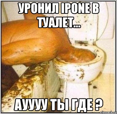 уронил ipone в туалет... ауууу ты где ?, Мем Дайвер