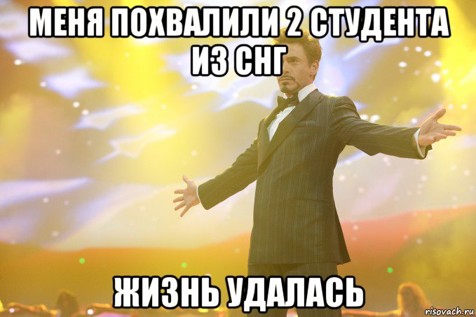 меня похвалили 2 студента из снг жизнь удалась, Мем Тони Старк (Роберт Дауни младший)