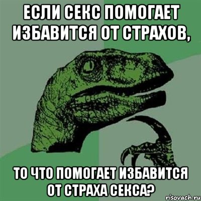 если секс помогает избавится от страхов, то что помогает избавится от страха секса?, Мем Филосораптор