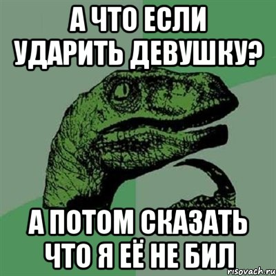 а что если ударить девушку? а потом сказать что я её не бил, Мем Филосораптор