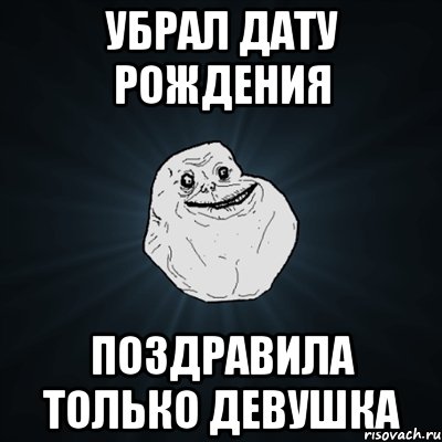 убрал дату рождения поздравила только девушка, Мем Forever Alone