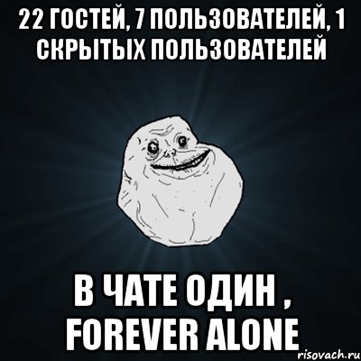 22 гостей, 7 пользователей, 1 скрытых пользователей в чате один , forever alone, Мем Forever Alone