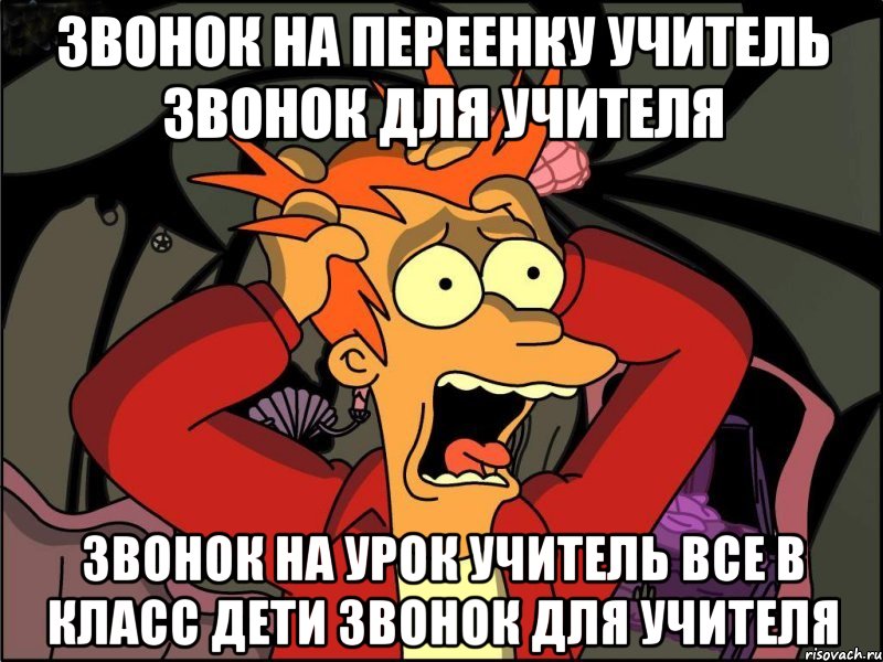 звонок на переенку учитель звонок для учителя звонок на урок учитель все в класс дети звонок для учителя, Мем Фрай в панике