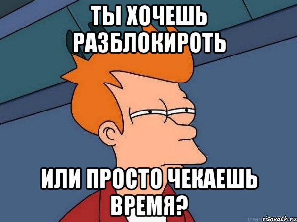 ты хочешь разблокироть или просто чекаешь время?, Мем  Фрай (мне кажется или)