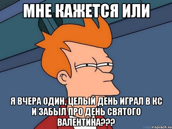 мне кажется или я вчера один, целый день играл в кс и забыл про день святого валентина???, Мем  Фрай (мне кажется или)