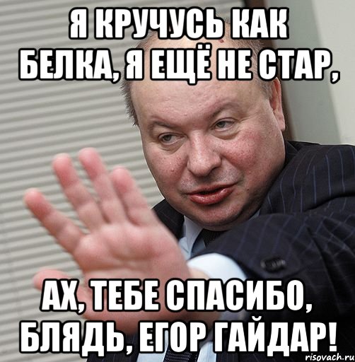 я кручусь как белка, я ещё не стар, ах, тебе спасибо, блядь, егор гайдар!, Мем Гайдар