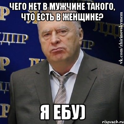 чего нет в мужчине такого, что есть в женщине? я ебу), Мем Хватит это терпеть (Жириновский)