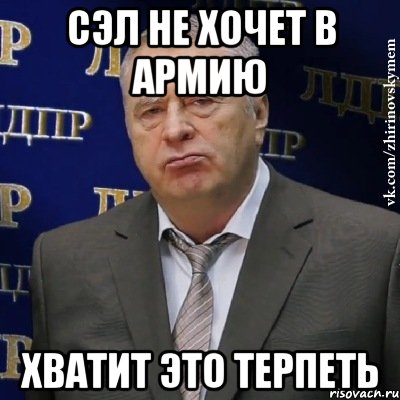 сэл не хочет в армию хватит это терпеть, Мем Хватит это терпеть (Жириновский)