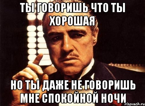 ты говоришь что ты хорошая но ты даже не говоришь мне спокойной ночи, Мем крестный отец