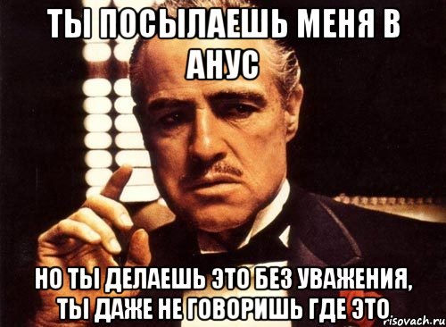 ты посылаешь меня в анус но ты делаешь это без уважения, ты даже не говоришь где это, Мем крестный отец