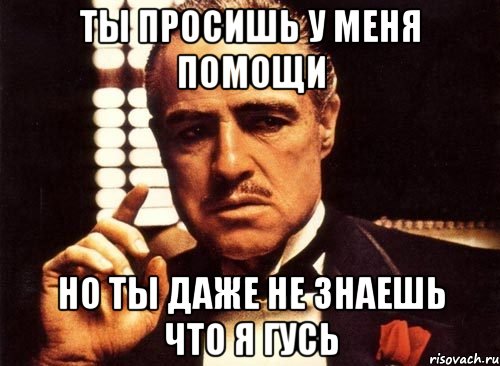 ты просишь у меня помощи но ты даже не знаешь что я гусь, Мем крестный отец