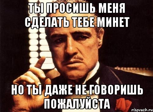 ты просишь меня сделать тебе минет но ты даже не говоришь пожалуйста, Мем крестный отец