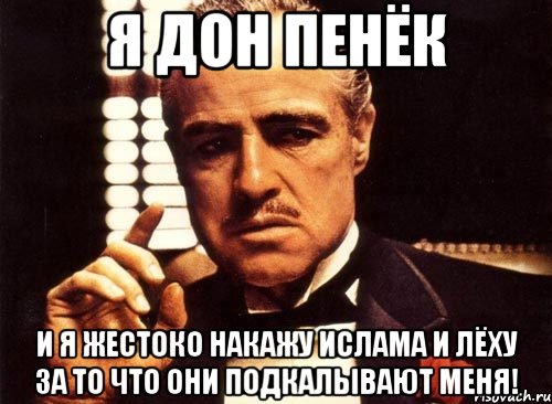 я дон пенёк и я жестоко накажу ислама и лёху за то что они подкалывают меня!, Мем крестный отец