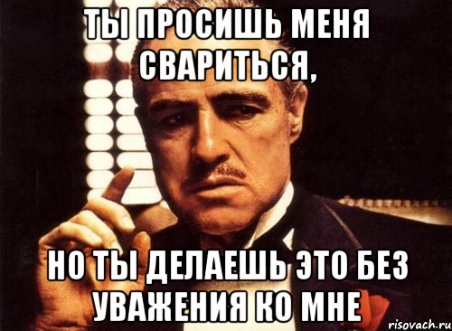 ты просишь меня свариться, но ты делаешь это без уважения ко мне, Мем крестный отец