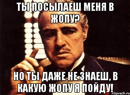 ты посылаеш меня в жопу? но ты даже не знаеш, в какую жопу я пойду!, Мем крестный отец