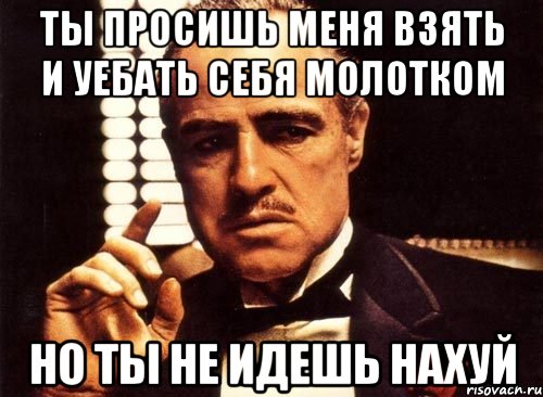 ты просишь меня взять и уебать себя молотком но ты не идешь нахуй, Мем крестный отец