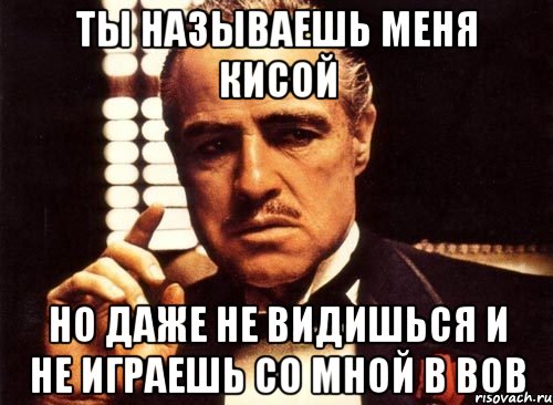 ты называешь меня кисой но даже не видишься и не играешь со мной в вов, Мем крестный отец