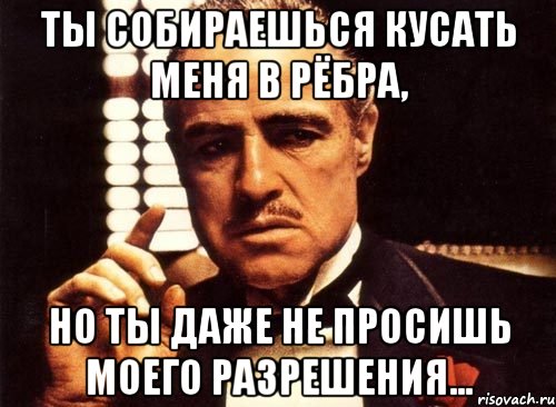 ты собираешься кусать меня в рёбра, но ты даже не просишь моего разрешения..., Мем крестный отец